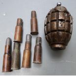 An innert 'Mills Bomb' hand grenade marked to the base 'No. 36 M II' converted into a table