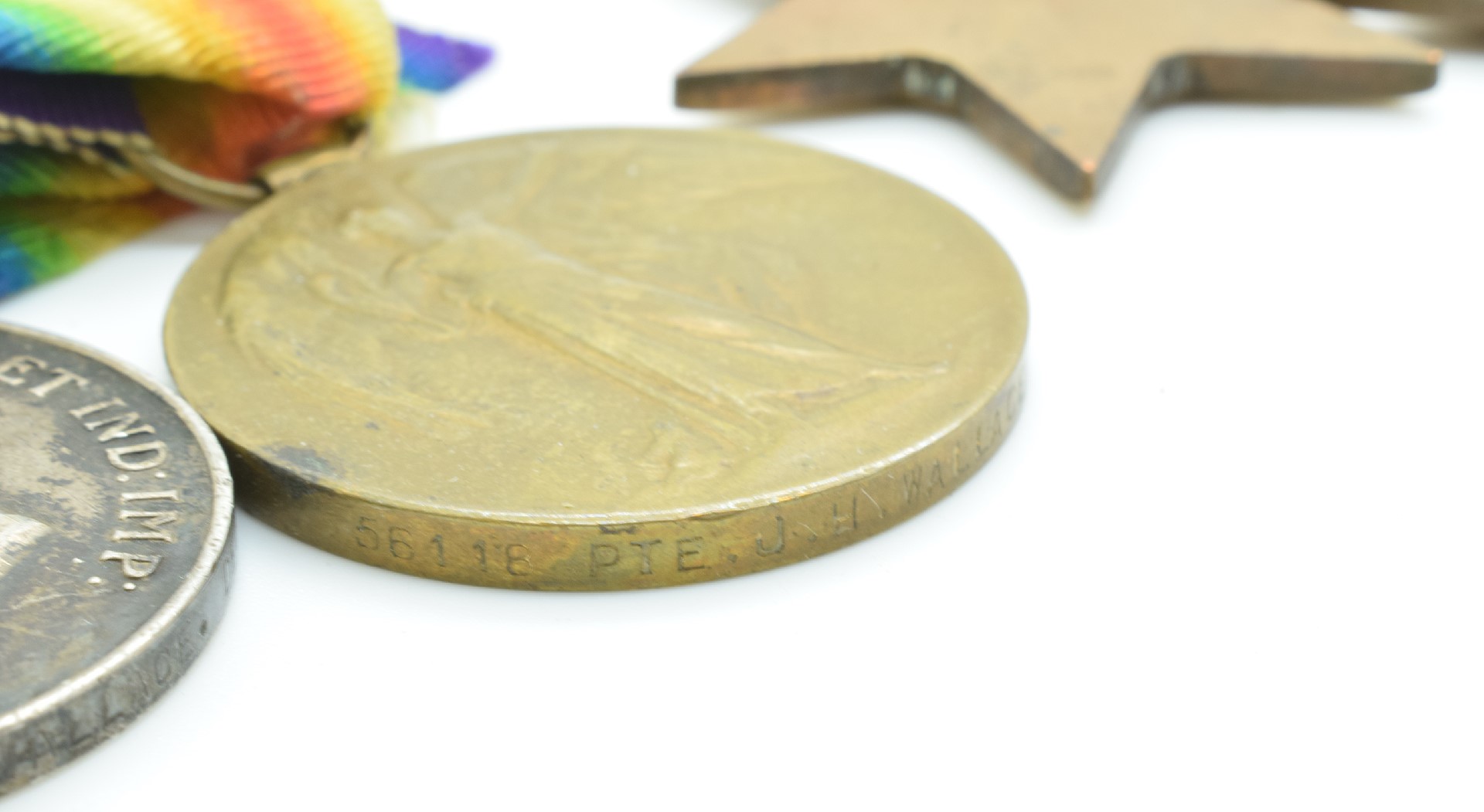 British Army WW1 medals comprising Victory Medal and War Medal, both named to 56118 Private J H - Image 6 of 8