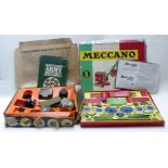 Two Meccano construction sets Outfit 5 and Army Multikit 10, both in original boxes.