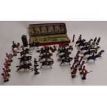 Fifty-four Britains and similar lead model soldiers including 2nd Dragoons, Highlanders, cavalry,