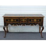 Designer Georgian style pine sideboard with printed/painted design, W160 x D50 x H85cm