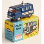 Corgi Toys diecast model Commer Police Van with flashing light, blue cab and back, red interior
