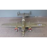 B25 Mitchell twin engine radio control aircraft of polystyrene construction powered by electric