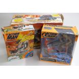 Three Hasbro Action Man vehicle sets Amazone Dinghy, Windsurfer Extreme and Jungle Explorer, all