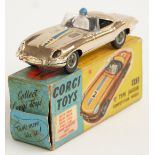 Corgi Toys diecast model 'E' Type Jaguar Competition Model with chrome body, black interior,