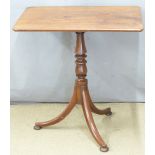 A 19thC mahogany table raised on turned support and tripod base, W68 x D50 x H70cm