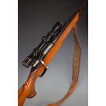 Parker-Hale .308 bolt-action rifle with chequered semi-pistol grip and forend, raised cheek piece,