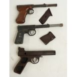 Three air pistols comprising Webley Mark I, Original Model 2 and T J Harrington & Son The Gat