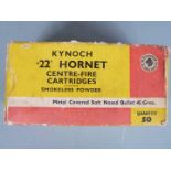 Fifty Kynoch .22 Hornet centre-fire cartridges, in original box PLEASE NOTE THAT A VALID RELEVANT