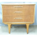 G Plan style retro small desk with lift up lid and pop up fitted gallery and two drawers,