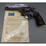 Deactivated Webley & Scott Mark IV .38 six shot double action revolver with named and chequered
