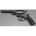 Adams 54 bore five-shot double action revolver retailed by Reilly of London with chequered wooden