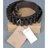 Purdey 20 bore leather shotgun cartridge belt with brass buckle, new with tags.