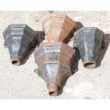 Four cast iron rainwater hoppers / planters, tallest 31cm