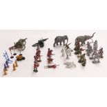 Forty-one Dinky Toys, Britains and similar lead and other model figures, animals and accessories