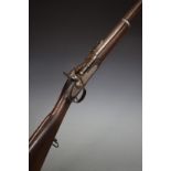 Enfield pattern two band percussion hammer Snider action rifle with lock stamped 1855 Tower and with