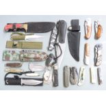 Eighteen folding and utility knives including Marksman, CCM Rostfrei and Whitby