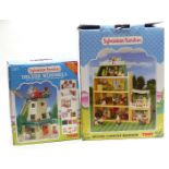 Tomy Sylvanian Families Deluxe Country Mansion and Deluxe Windmill with The Timbertop Family and