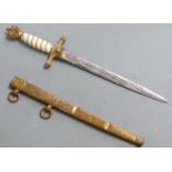 Nazi German style Naval dagger with 23cm blade and sheath