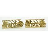 British Army pair of Wessex Yeomanry 'Staybrite' shoulder titles