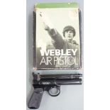 Webley Junior Mk II .177 air pistol with named and chequered grips, serial number 359, in original