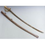 US Civil War sword with metal scabbard, marked U.S. 1864/Chelmsford Mass, blade length 88cm