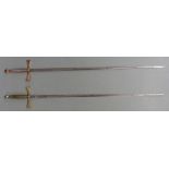 Two Masonic swords, one marked Kenning, the other probably the same but mark rubbed, L88cm