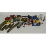 A collection of Hornby Dublo and similar 00 gauge buildings, figures, scenery and accessories,