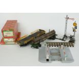 Nine Lehmann LGB G gauge model railway goods wagons and accessories including signals, level