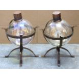 Pair of garden oil lamps or similar, height 36cm