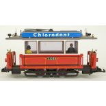 Lehmann LGB G gauge model railway Chlorodont passenger trolley tram, 2036.