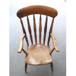 An elm seated Windsor armchair, H116cm