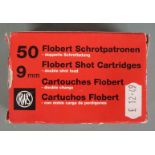 Fifty 9mm Flobert cartridges, in original box PLEASE NOTE THAT A VALID RELEVANT FIREARMS/SHOTGUN
