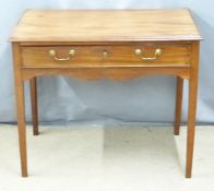 19thC mahogany hall table with single drawer, W88 x D50 x H75cm