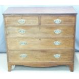 A 19thC mahogany chest of two over three graduated drawers with oval drop handles, W104 x D49 x