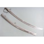 British 1796 pattern Light Cavalry sword with wire bound grip, 83cm curved blade and metal scabbard