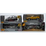 Four Maisto 1:18 scale diecast model cars comprising Mercedes-Benz SLK 230 31838, GT Racing Mercedes