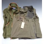 Three ShooterKing gentleman's shooting garments comprising two jackets (S and M) and a polo shirt (