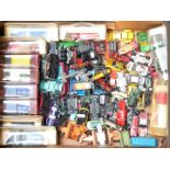 Ninety-four Corgi, Dinky, Matchbox and similar diecast model vehicles, some in original boxes.