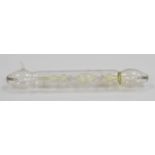 Glass Geissler electrical glow discharge tube, 21cm long.