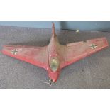 Messerschmitt 163 Komet model aircraft to suit petrol powered radio control, wingspan 105cm