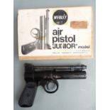 Webley Junior .177 air pistol with named and chequered grips, serial number 248, in original box.