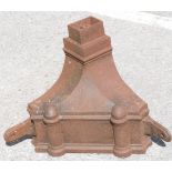 A large cast iron corner rainwater hopper / planter, W60 x H45cm