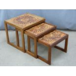 G Plan retro nest of three tile topped tables, W50 x D47 x H47cm