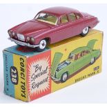 Corgi Toys diecast model Jaguar Mark X with metallic cerise body and lemon interior, 238, in