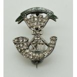 British Army 13 Regiment of Foot (Somerset Light Infantry) silver, paste and enamel sweet heart