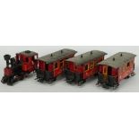 Lehmann LGB G gauge model railway 0-4-0 locomotive and three passenger coaches Deutsche Eisenbahn