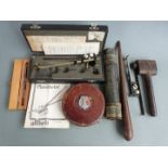 Boxed W.F.Stanley Allbrit planimeter and further planimeter, wooden sailing ship rigging tools,