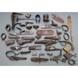 A collection of gun parts and lock plates some named and engraved including R. Pritchard, and