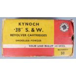 Forty-three Kynoch .38 Smith & Wesson revolver cartridges, in original box PLEASE NOTE THAT A
